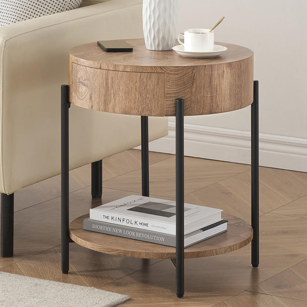 Millwood Pines Evansdale End Table Round Side Table With Drawer Circle